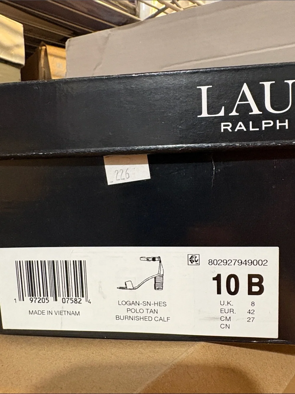Lauren Ralph Lauren Tan Leather Ankle-Strap Block Heel Sandals